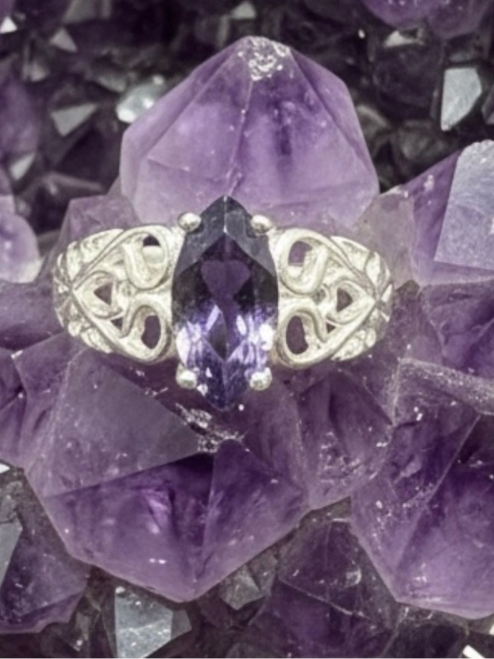 925 Silver Amethyst Ring Size 5